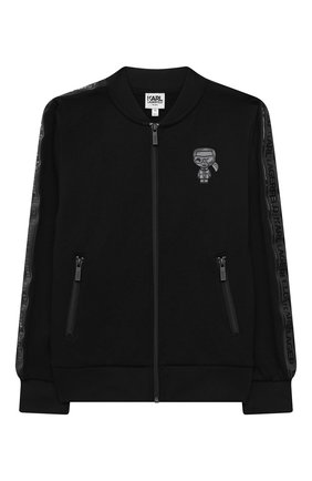 Детский хлопковый бомбер KARL LAGERFELD KIDS черного цвета по цене 12400 руб., арт. Z25296 | Фото 1 Детский хлопковый бомбер KARL LAGERFELD KIDS черного цвета, арт. Z25296 | Фото 1
