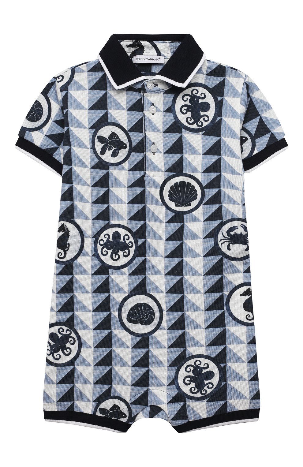 Детское хлопковый комбинезон DOLCE & GABBANA голубого цвета, арт. L1J01W/HS7C4 | Фото 1
