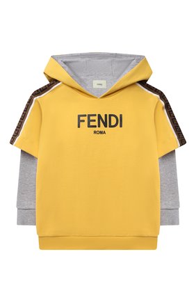 Детский хлопковое худи FENDI желтого цвета по цене 51850 руб., арт. JMH144/AEXM/3A-6A | Фото 1 Детский хлопковое худи FENDI желтого цвета, арт. JMH144/AEXM/3A-6A | Фото 1 (Материал внешний: Хлопок; Рукава: Длинные; Мальчики Кросс-КТ: Толстовка-одежда, Худи-одежда; Региональные ограничения белый список (Axapta Mercury): RU; Ростовка одежда: 4 года | 104 см, 5 лет | 110 см, 6 лет | 116 см)