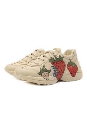 Детские кожаные кроссовки GUCCI бежевого цвета по цене 53200 руб., арт. 652829/DRW00 | Фото 1 Детские кожаные кроссовки GUCCI бежевого цвета, арт. 652829/DRW00 | Фото 1 (Материал внутренний: Натуральная кожа; Материал внешний: Кожа)