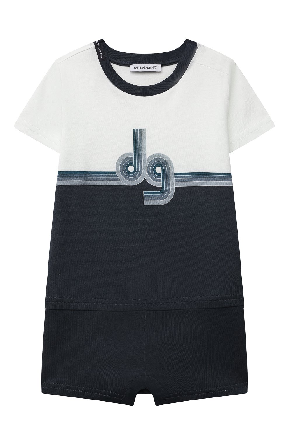 Детское хлопковый комбинезон DOLCE & GABBANA синего цвета, арт. L1J02G/G7WRS | Фото 1