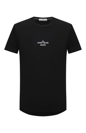 Мужская хлопковая футболка STONE ISLAND черного цвета, арт. 74152NS91 | Фото 1 (Материал внешний: Хлопок; Длина (для топов): Стандартные; Рукава: Короткие; Стили: Гранж; Принт: С принтом)