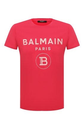Мужская хлопковая футболка BALMAIN розового цвета, арт. VH0EF000/B080 | Фото 1 (Рукава: Короткие; Длина (для топов): Стандартные; Материал внешний: Хлопок; Стили: Романтичный; Принт: С принтом)