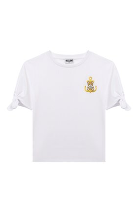 Детская хлопковая футболка MOSCHINO белого цвета по цене 5980 руб., арт. HDM03N/LBA10/4A-8A | Фото 1 Детская хлопковая футболка MOSCHINO белого цвета, арт. HDM03N/LBA10/4A-8A | Фото 1