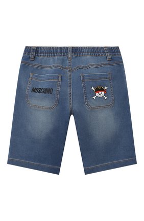 Детские джинсовые шорты MOSCHINO синего цвета по цене 12850 руб., арт. HUQ00F/LDE03/4A-8A | Фото 2 Детские джинсовые шорты MOSCHINO синего цвета, арт. HUQ00F/LDE03/4A-8A | Фото 2