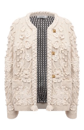 Женский хлопковый кардиган VALENTINO бежевого цвета по цене 584500 руб., арт. VB3KH01D693 | Фото 1 Женский хлопковый кардиган VALENTINO бежевого цвета, арт. VB3KH01D693 | Фото 1