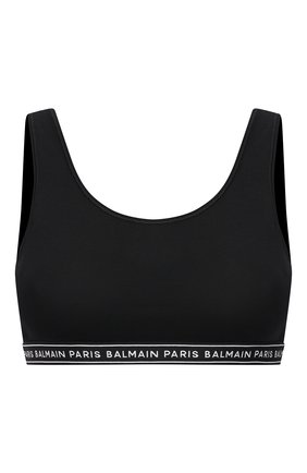 Женский бра-топ BALMAIN черного цвета, арт. BPRG85140 | Фото 1 (Материал внешний: Хлопок)