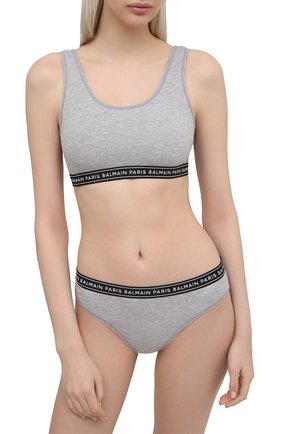 Женские хлопковые трусы-слипы BALMAIN серого цвета по цене 15250 руб., арт. BPLL15140 | Фото 2 Женские хлопковые трусы-слипы BALMAIN серого цвета, арт. BPLL15140 | Фото 2