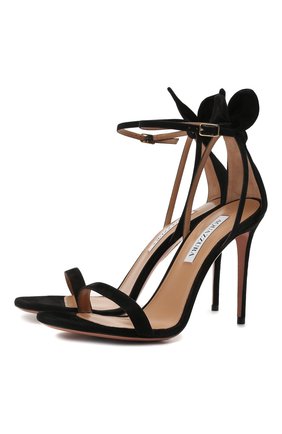 Женские замшевые босоножки deneuve 105 AQUAZZURA черного цвета по цене 52900 руб., арт. DENHIGS0-SUE-000 | Фото 1 Женские замшевые босоножки deneuve 105 AQUAZZURA черного цвета, арт. DENHIGS0-SUE-000 | Фото 1