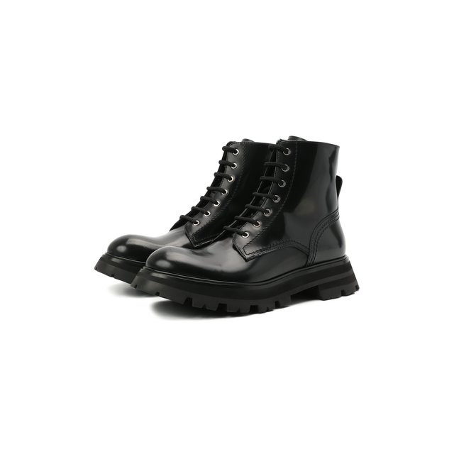 Кожаные ботинки Alexander McQueen черного цвета