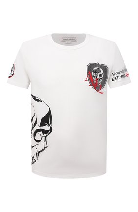 Мужская хлопковая футболка ALEXANDER MCQUEEN белого цвета по цене 42100 руб., арт. 650423/QQZ65 | Фото 1 Мужская хлопковая футболка ALEXANDER MCQUEEN белого цвета, арт. 650423/QQZ65 | Фото 1 (Материал внешний: Хлопок; Длина (для топов): Стандартные; Рукава: Короткие; Принт: С принтом; Стили: Панк)