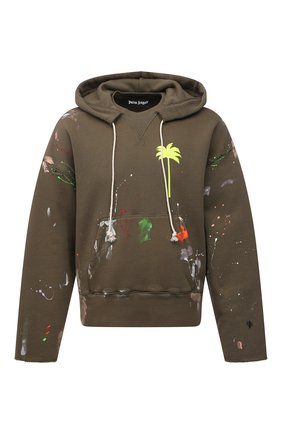 Мужской хлопковое худи PALM ANGELS хаки цвета по цене 61450 руб., арт. PMBB104S21FLE0025618 | Фото 1 Мужской хлопковое худи PALM ANGELS хаки цвета, арт. PMBB104S21FLE0025618 | Фото 1