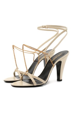 Женские кожаные босоножки sue SAINT LAURENT бежевого цвета по цене 76550 руб., арт. 650702/EX7FF | Фото 1 Женские кожаные босоножки sue SAINT LAURENT бежевого цвета, арт. 650702/EX7FF | Фото 1