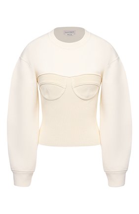 Женский шерстяной пуловер ALEXANDER MCQUEEN светло-бежевого цвета по цене 209500 руб., арт. 659949/Q1AUM | Фото 1 Женский шерстяной пуловер ALEXANDER MCQUEEN светло-бежевого цвета, арт. 659949/Q1AUM | Фото 1