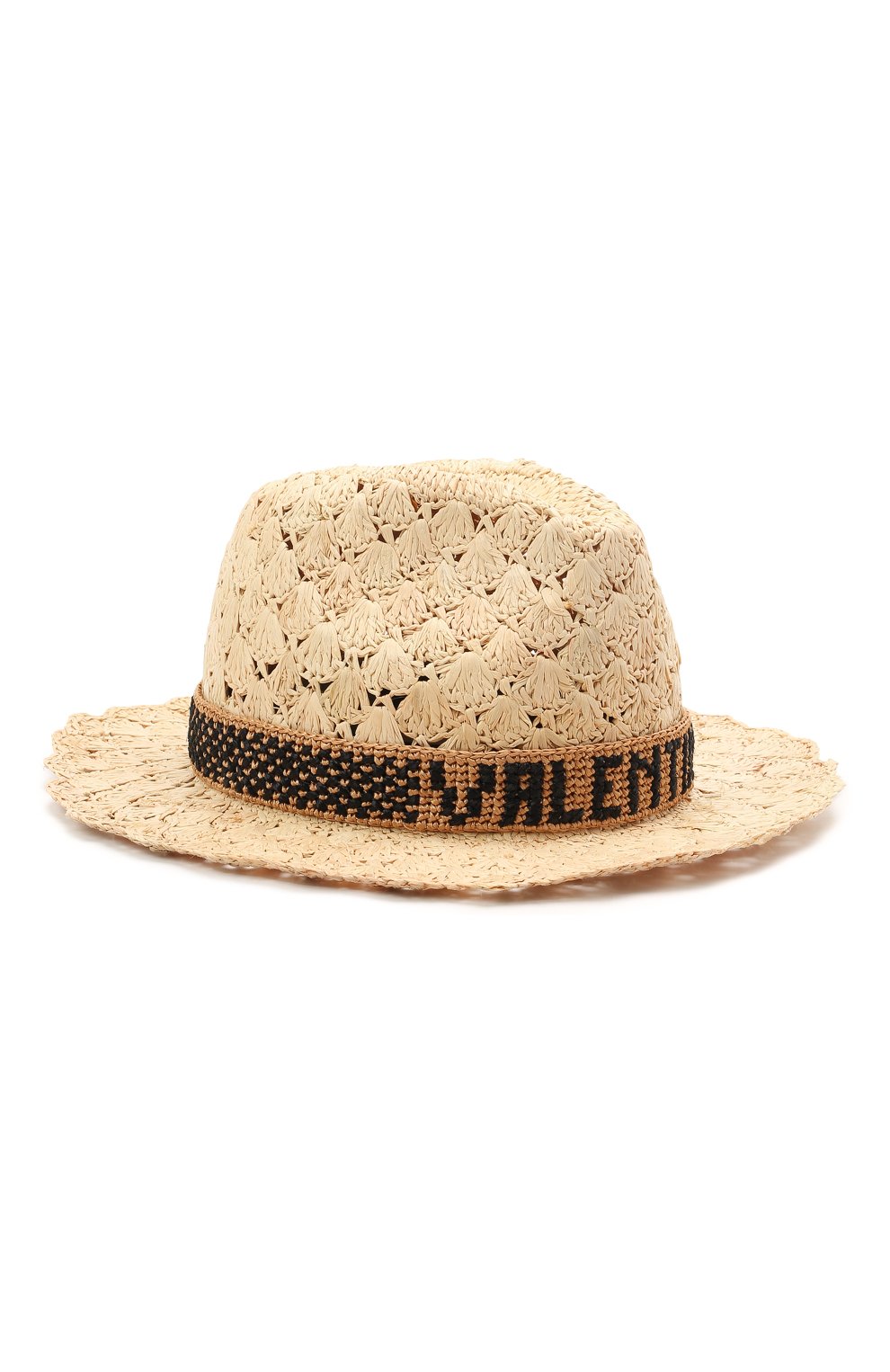 Женская соломенная шляпа valentino x borsalino VALENTINO бежевого цвета, арт. VW2HAA59/QJB | Фото 1 (Материал: Растительное волокно)