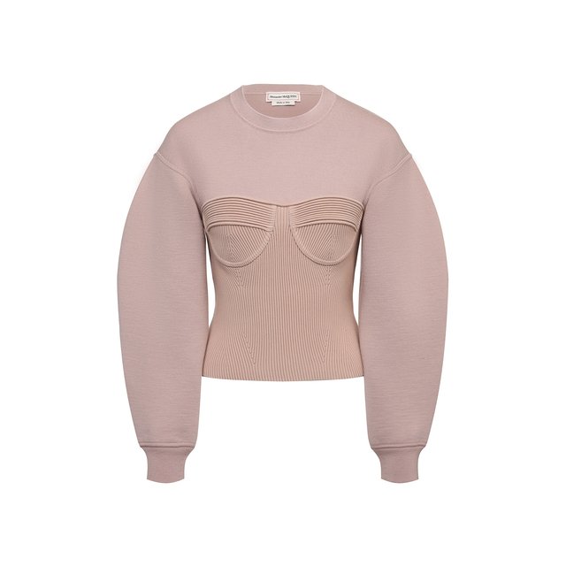 Шерстяной пуловер Alexander McQueen розового цвета