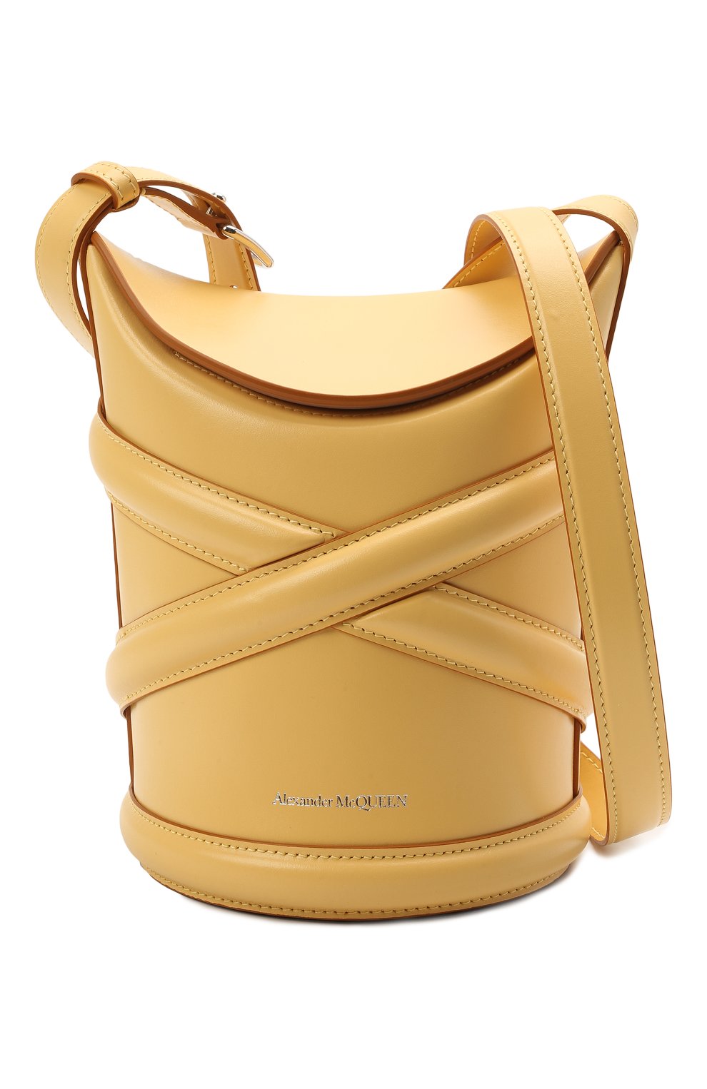 Женская сумка curve ALEXANDER MCQUEEN желтого цвета, арт. 656467/1YB40 | Фото 5 (Сумки-технические: Сумки через плечо; Материал: Натуральная кожа; Размер: mini; Ремень/цепочка: На ремешке)