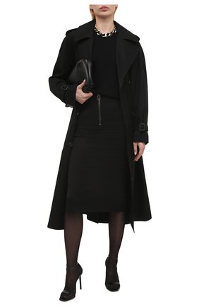 Женская хлопковая юбка TOM FORD черного цвета, арт. GC5578-FAX809 | Фото 2 (Материал внешний: Хлопок; Длина Ж (юбки, платья, шорты): Миди; Женское Кросс-КТ: Юбка-одежда; Стили: Кэжуэл)