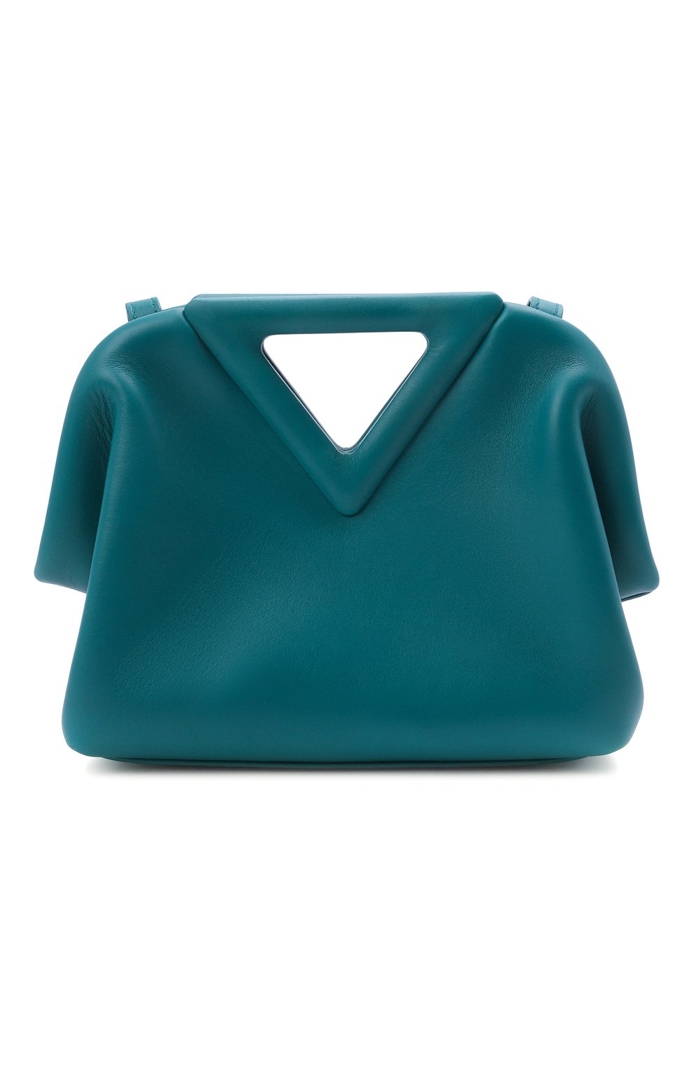 Женская сумка point small BOTTEGA VENETA бирюзового цвета, арт. 658476/VCP40 | Фото 1 (Сумки-технические: Сумки через плечо, Сумки top-handle; Материал: Натуральная кожа; Региональные ограничения белый список (Axapta Mercury): RU; Ремень/цепочка: На ремешке; Размер: small)