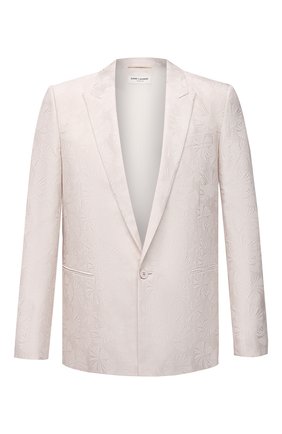 Мужской пиджак из шерсти и шелка SAINT LAURENT белого цвета по цене 219000 руб., арт. 644460/Y2C13 | Фото 1 Мужской пиджак из шерсти и шелка SAINT LAURENT белого цвета, арт. 644460/Y2C13 | Фото 1 (Длина (для топов): Стандартные; Материал внешний: Шерсть, Шелк; Материал подклада: Шелк; Рукава: Длинные; Пиджаки М: Прямой; Случай: Вечерний; 1-2-бортные: Однобортные; Стили: Романтичный)