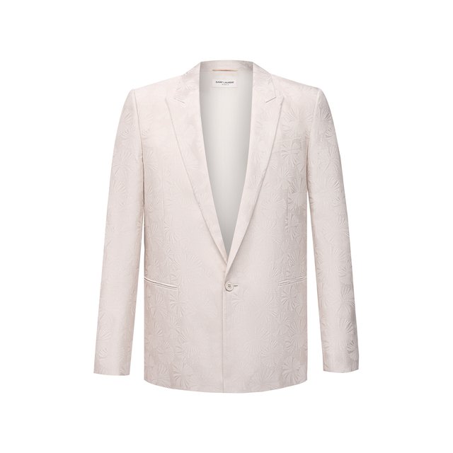 Пиджак из шерсти и шелка Saint Laurent белого цвета