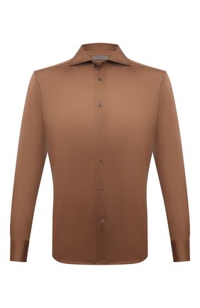 Мужская хлопковая рубашка CORNELIANI коричневого цвета по цене 25800 руб., арт. 87P112-1111214/00 | Фото 1 Мужская хлопковая рубашка CORNELIANI коричневого цвета, арт. 87P112-1111214/00 | Фото 1 (Материал внешний: Хлопок; Рукава: Длинные; Длина (для топов): Стандартные; Случай: Формальный; Рубашки М: Regular Fit; Воротник: Акула; Манжеты: На пуговицах; Принт: Однотонные)