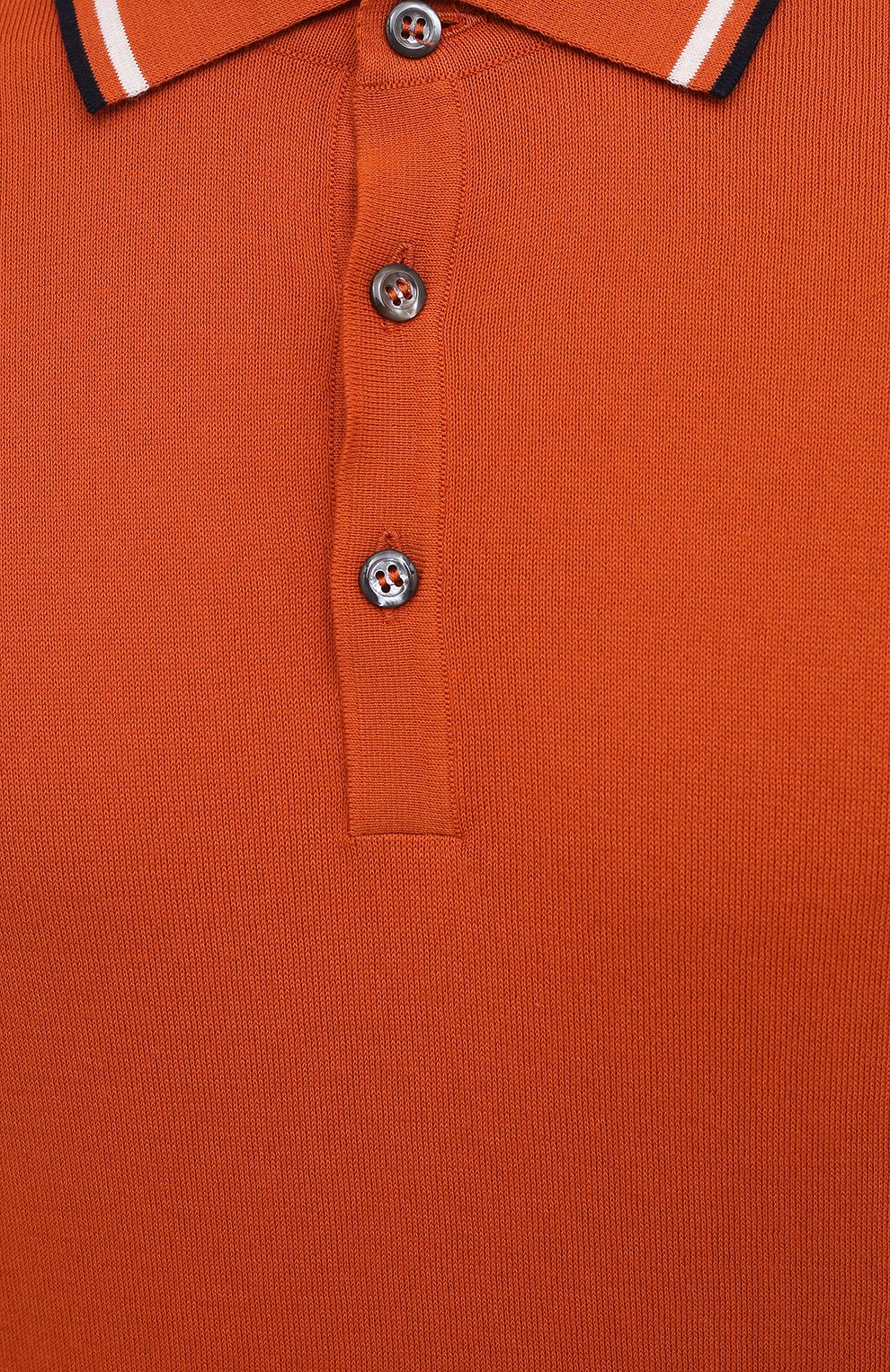 Мужское хлопковое поло GRAN SASSO оранжевого цвета, арт. 57172/20650 | Фото 5 (Застежка: Пуговицы; Рукава: Короткие; Длина (для топов): Стандартные; Кросс-КТ: Трикотаж; Материал внешний: Хлопок; Стили: Кэжуэл)