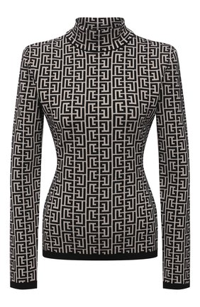 Женский пуловер из шерсти и вискозы BALMAIN черно-белого цвета по цене 137500 руб., арт. VF0KF000/K253 | Фото 1 Женский пуловер из шерсти и вискозы BALMAIN черно-белого цвета, арт. VF0KF000/K253 | Фото 1