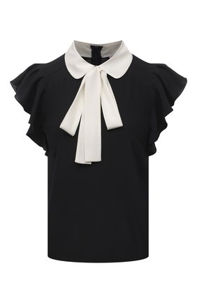 Женский шелковый топ REDVALENTINO черно-белого цвета по цене 36800 руб., арт. VR0AEC75/48P | Фото 1 Женский шелковый топ REDVALENTINO черно-белого цвета, арт. VR0AEC75/48P | Фото 1