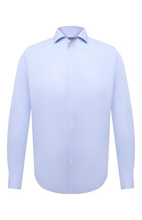 Мужская хлопковая сорочка CORNELIANI голубого цвета по цене 25800 руб., арт. 87P156-1111269/00 | Фото 1 Мужская хлопковая сорочка CORNELIANI голубого цвета, арт. 87P156-1111269/00 | Фото 1 (Материал внешний: Хлопок; Длина (для топов): Стандартные; Случай: Формальный; Принт: Однотонные; Рукава: Длинные; Манжеты: На пуговицах; Рубашки М: Slim Fit; Стили: Классический; Воротник: Акула)
