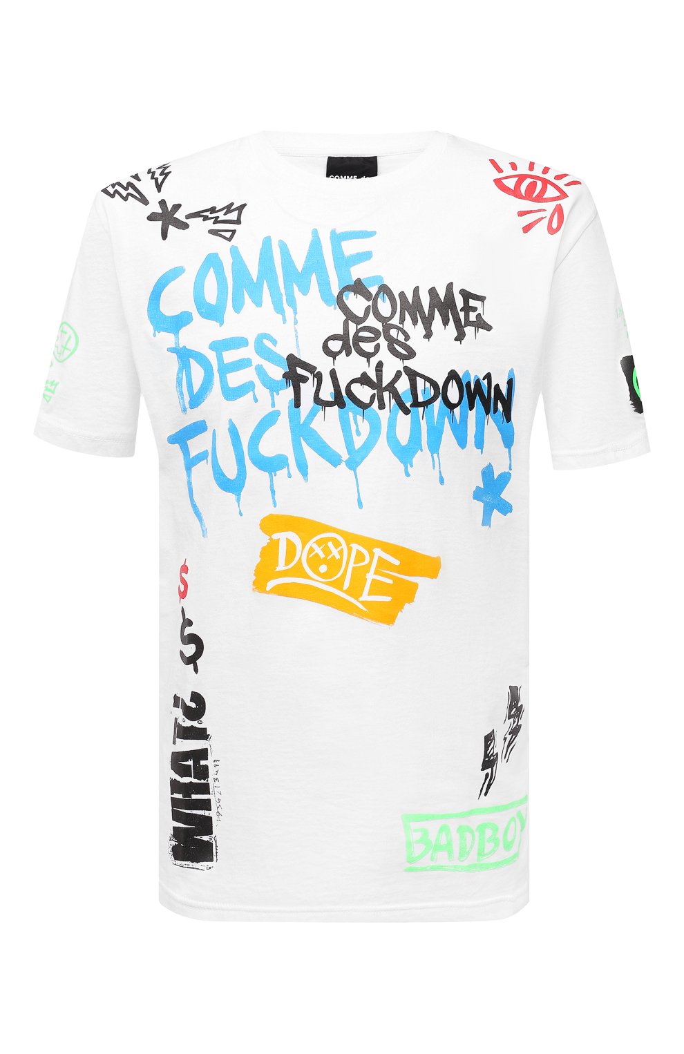 Мужская хлопковая футболка COMME DES FUCKDOWN белого цвета, арт. CDFU1179 | Фото 1 (Рукава: Короткие; Длина (для топов): Стандартные; Стили: Гранж; Принт: С принтом; Материал внешний: Хлопок)