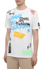 Мужская хлопковая футболка COMME DES FUCKDOWN белого цвета, арт. CDFU1179 | Фото 3 (Рукава: Короткие; Длина (для топов): Стандартные; Стили: Гранж; Принт: С принтом; Материал внешний: Хлопок)