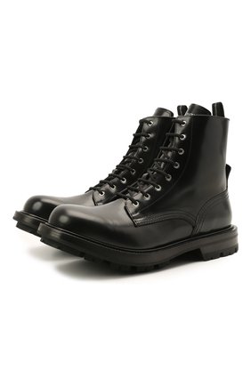 Мужские кожаные ботинки ALEXANDER MCQUEEN черного цвета, арт. 651621/WHZ80 | Фото 1 (Подошва: Плоская; Материал внутренний: Натуральная кожа; Мужское Кросс-КТ: Байкеры-обувь, Ботинки-обувь; Материал внешний: Кожа; Материал утеплителя: Без утеплителя; Длина стельки: 28,5, 30,5, 31, 28, 30, 29,8, 29,5)