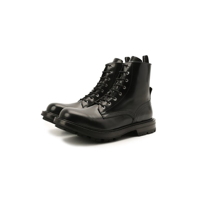 Кожаные ботинки Alexander McQueen черного цвета