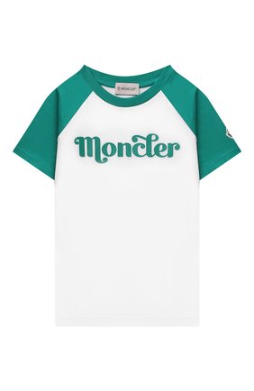 Детского комплект из футболки и шорт MONCLER зеленого цвета по цене 16800 руб., арт. G1-954-8M747-20-83907/8-10A | Фото 2 Детского комплект из футболки и шорт MONCLER зеленого цвета, арт. G1-954-8M747-20-83907/8-10A | Фото 2