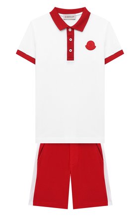 Детского комплект из поло и шорт MONCLER красного цвета по цене 17550 руб., арт. G1-954-8M746-20-8496W/4-6A | Фото 1 Детского комплект из поло и шорт MONCLER красного цвета, арт. G1-954-8M746-20-8496W/4-6A | Фото 1