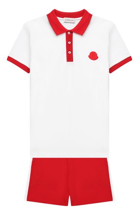 Детского комплект из поло и шорт MONCLER красного цвета по цене 21600 руб., арт. G1-954-8M746-20-8496W/12-14A | Фото 1 Детского комплект из поло и шорт MONCLER красного цвета, арт. G1-954-8M746-20-8496W/12-14A | Фото 1