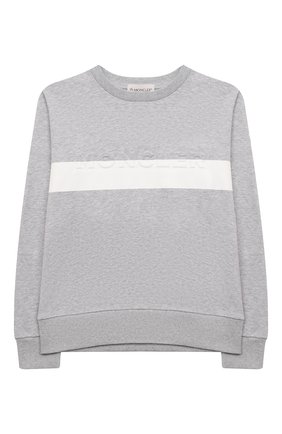 Детский хлопковый свитшот MONCLER серого цвета по цене 19850 руб., арт. G1-954-8G761-20-809AG/12-14A | Фото 1 Детский хлопковый свитшот MONCLER серого цвета, арт. G1-954-8G761-20-809AG/12-14A | Фото 1