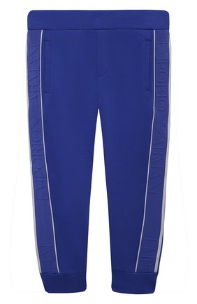 Детские хлопковые джоггеры EMPORIO ARMANI синего цвета по цене 18250 руб., арт. 3K4P93/1JHSZ | Фото 1 Детские хлопковые джоггеры EMPORIO ARMANI синего цвета, арт. 3K4P93/1JHSZ | Фото 1 (Материал внешний: Хлопок; Мальчики Кросс-КТ: Брюки-одежда, Джоггеры-одежда; Региональные ограничения белый список (Axapta Mercury): RU; Ростовка одежда: 10 - 11 лет | 140 - 146см, 13 - 15 лет | 158 см, 16 лет | 164 см, 4 года | 104 см, 5 лет | 110 см, 6 лет | 116 см, 7 лет | 122 см, 8 лет | 128 см)