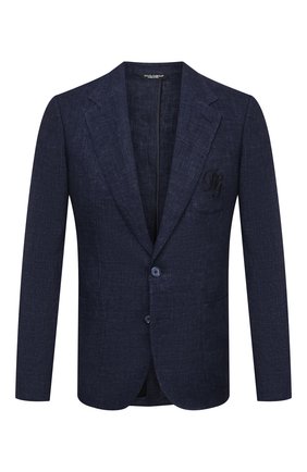 Мужской льняной пиджак DOLCE & GABBANA темно-синего цвета по цене 215000 руб., арт. G20L6Z/HUMHJ | Фото 1 Мужской льняной пиджак DOLCE & GABBANA темно-синего цвета, арт. G20L6Z/HUMHJ | Фото 1 (Материал внешний: Лен; Случай: Коктейльный; Длина (для топов): Стандартные; Пиджаки М: Приталенный; 1-2-бортные: Однобортные; Рукава: Длинные; Материал подклада: Шелк; Стили: Классический; Региональные ограничения белый список (Axapta Mercury): RU)