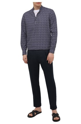 Мужская хлопковая рубашка GIORGIO ARMANI темно-синего цвета по цене 66950 руб., арт. 1SGCCZ50/TZ876 | Фото 2 Мужская хлопковая рубашка GIORGIO ARMANI темно-синего цвета, арт. 1SGCCZ50/TZ876 | Фото 2 (Случай: Повседневный; Принт: С принтом; Длина (для топов): Стандартные; Рубашки М: Classic Fit; Воротник: Мандарин; Манжеты: На кнопках; Материал внешний: Хлопок; Рукава: Длинные)