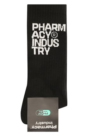 Мужские хлопковые носки PHARMACY INDUSTRY черного цвета, арт. PHMA023 | Фото 1 (Материал внешний: Хлопок; Кросс-КТ: бельё)
