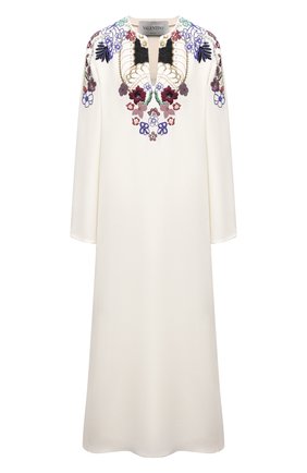 Женское шелковое платье VALENTINO белого цвета по цене 529500 руб., арт. VB3VAVA31MM | Фото 1 Женское шелковое платье VALENTINO белого цвета, арт. VB3VAVA31MM | Фото 1