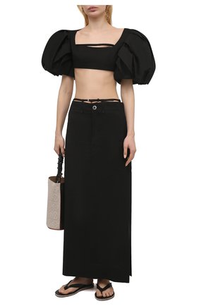 Женский топ JACQUEMUS черного цвета по цене 54300 руб., арт. 211T011/103990 | Фото 2 Женский топ JACQUEMUS черного цвета, арт. 211T011/103990 | Фото 2