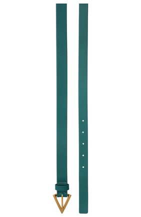 Женский кожаный ремень triangle BOTTEGA VENETA бирюзового цвета, арт. 629763/VMAU3 | Фото 2 (Региональные ограничения белый список (Axapta Mercury): RU; Материал: Натуральная кожа)