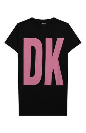 Детское хлопковое платье-футболка DKNY черного цвета по цене 7710 руб., арт. D32777 | Фото 1 Детское хлопковое платье-футболка DKNY черного цвета, арт. D32777 | Фото 1