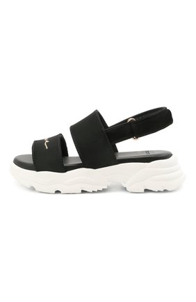 Детские босоножки VERSACE черного цвета по цене 20850 руб., арт. 1000300/1A00243/30-33 | Фото 2 Детские босоножки VERSACE черного цвета, арт. 1000300/1A00243/30-33 | Фото 2 (Материал внешний: Текстиль; Материал внутренний: Натуральная кожа)