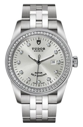 Женские часы glamour date TUDOR бесцветного цвета по цене 396000 руб., арт. 53020/68030/SILVER 11 DIAM | Фото 1 Женские часы glamour date TUDOR бесцветного цвета, арт. 53020/68030/SILVER 11 DIAM | Фото 1 (Механизм: Автомат; Материал корпуса: Сталь; Цвет циферблата: Серебристый)