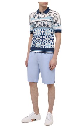 Мужские шорты изо льна и хлопка DOLCE & GABBANA голубого цвета по цене 49950 руб., арт. GYUBAZ/FU4F6 | Фото 2 Мужские шорты изо льна и хлопка DOLCE & GABBANA голубого цвета, арт. GYUBAZ/FU4F6 | Фото 2