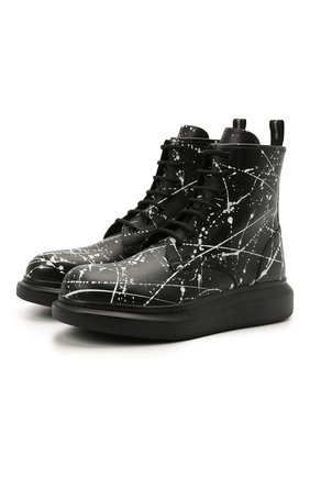 Мужские кожаные ботинки ALEXANDER MCQUEEN черного цвета, арт. 645902/WHFL9 | Фото 1 (Подошва: Массивная; Материал внутренний: Натуральная кожа; Мужское Кросс-КТ: Ботинки-обувь; Материал внешний: Кожа; Материал утеплителя: Без утеплителя)